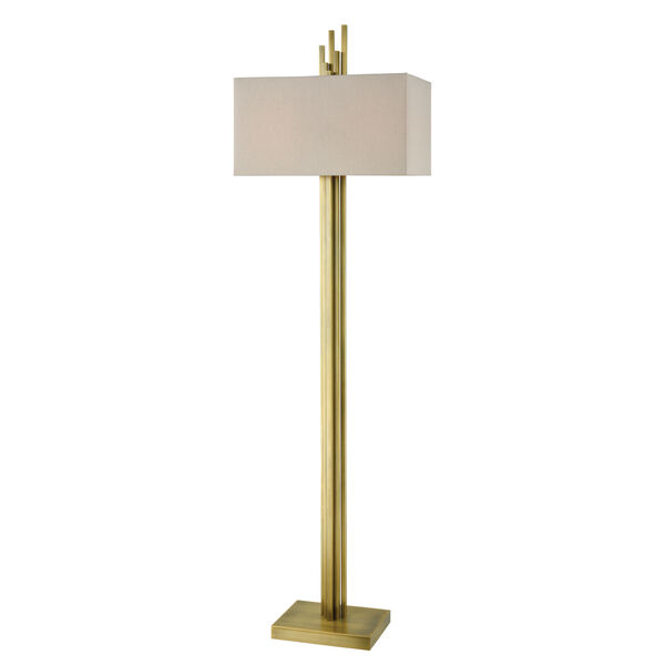 Azimuth Weathered Antique Brass 69-Inch Two-Light Floor Lamp, image 2