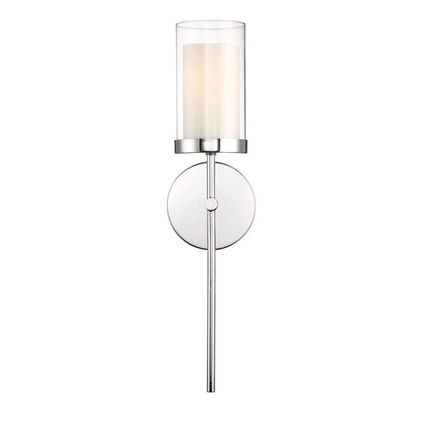 Nicollet Chrome One-Light Wall Sconce with Clear and Etched Opal Glass Shade, image 1