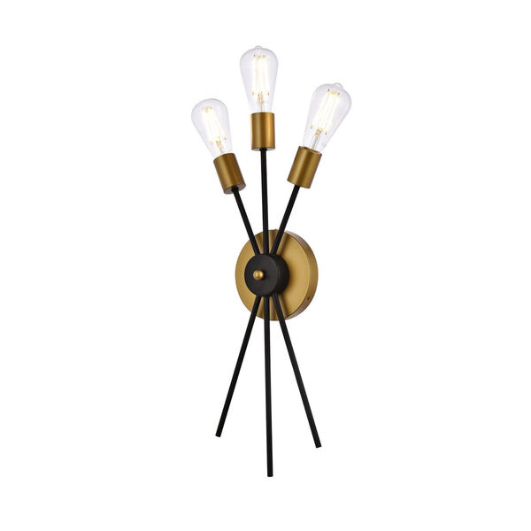 Lucca Black and Brass Three-Light Bath Sconce, image 3