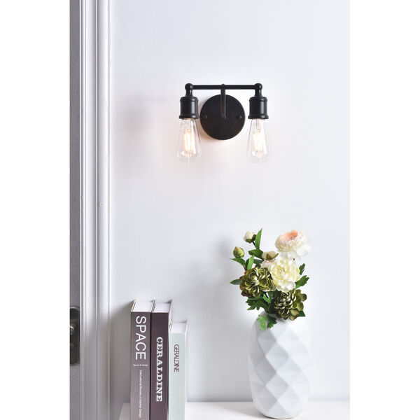 Serif Black Two-Light Wall Sconce, image 2