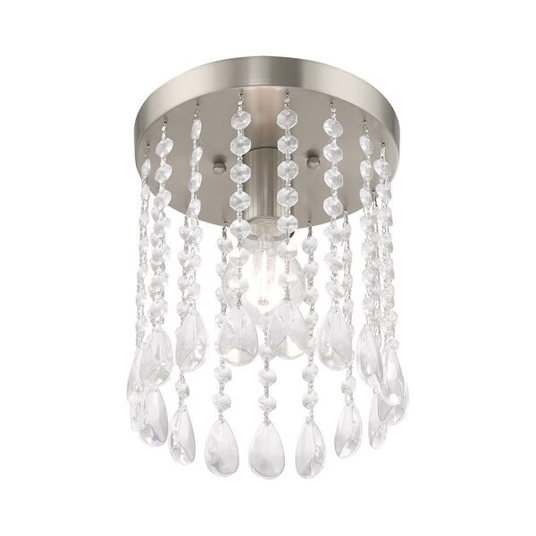 Elizabeth Brushed Nickel Eight-Inch One-Light Ceiling Mount with Clear Crystals, image 4