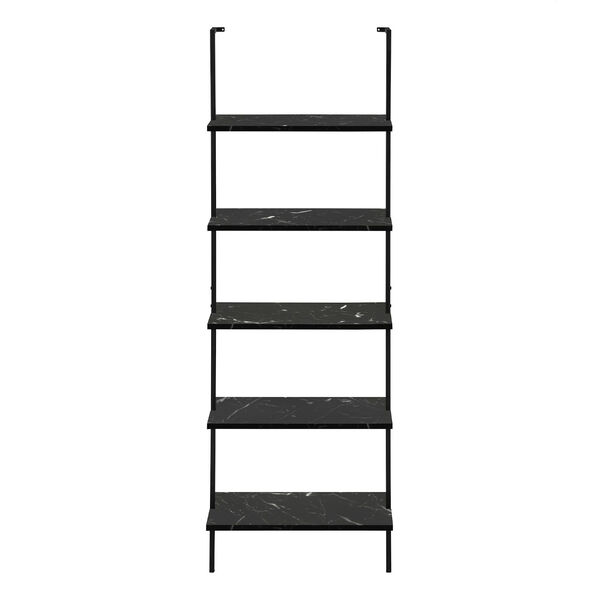 Black Marble Ladder Bookcase with Five Shelves, image 4