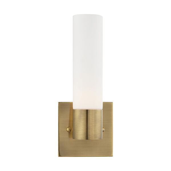 Aero Antique Brass 5-Inch One-Light ADA Wall Sconce with Hand Blown Satin Opal White Twist Lock Glass, image 3
