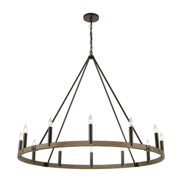 Transitions Oil Rubbed Bronze and Aspen 50-Inch 12-Light Chandelier, image 1