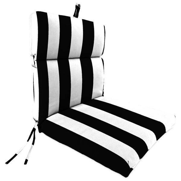 Cabana Stripe Black 22 x 44 Inch Outdoor Chair Cushion, image 1