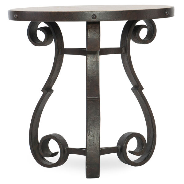 Hill Country Luckenbach Metal and Stone Black End Table, image 1