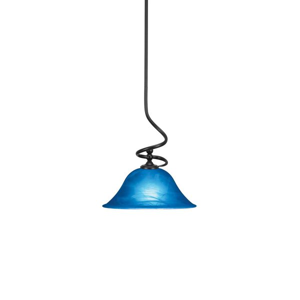 Capri Matte Black One-Light Pendant with Blue Italian Glass, image 1