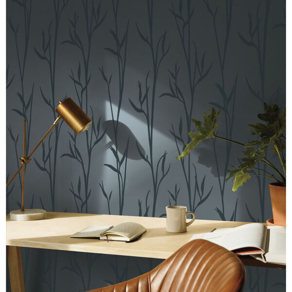 Matcha Blue Botanical Non-Pasted Wallpaper, image 1