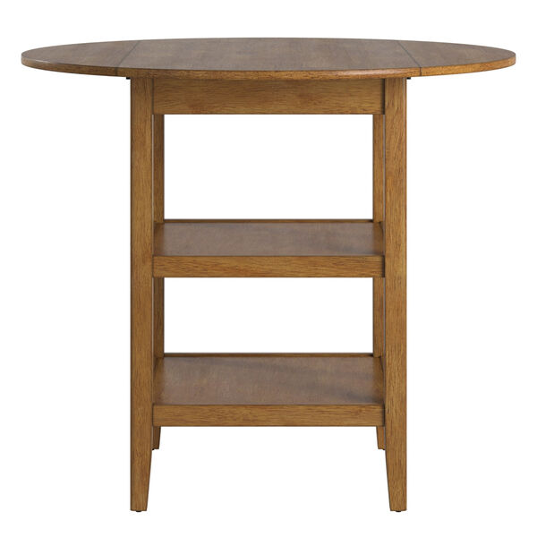 Caroline Antique Brown Two-Tone Side Drop Leaf Round Counter Height Table, image 3