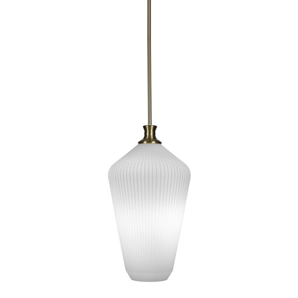 Carina New Age Brass One-Light 20-Inch Stem Hung Pendant with Opal Frosted Glass, image 1