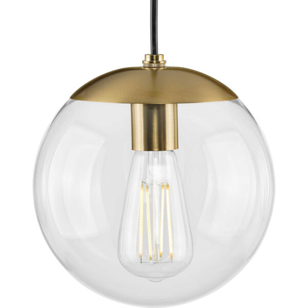 P500309-109: Atwell Brushed Bronze One-Light Mini Pendant with Clear Glass, image 1