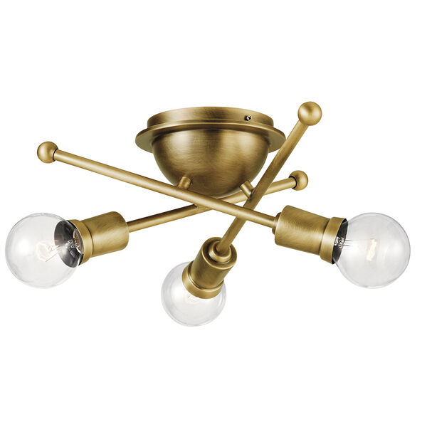 Armstrong Natural Brass 15-Inch Three-Light Flush Mount, image 1