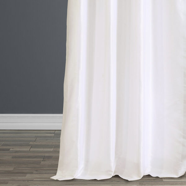 Vintage White Faux Dupioni Silk Single Panel Curtain 50 x 108, image 5