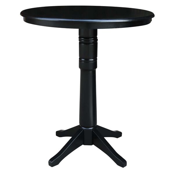 Black Round Top Pedestal Bar Height Table, image 1