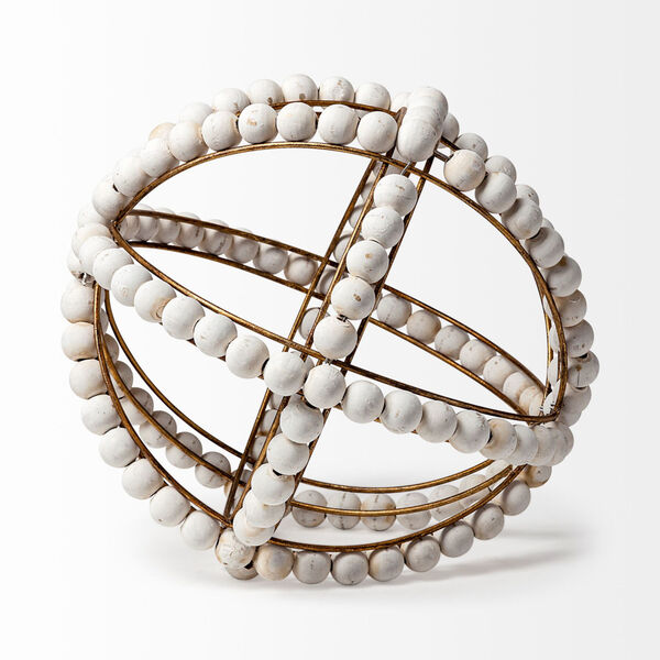 Espanlade II White Decorative Metal Orb with Beads, image 3
