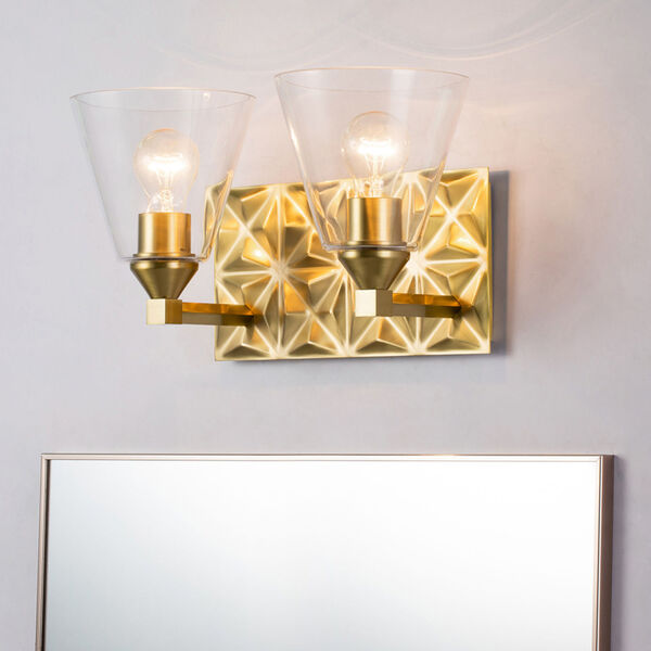 Alpha Antique Brass Two-Light Wall Sconce, image 2