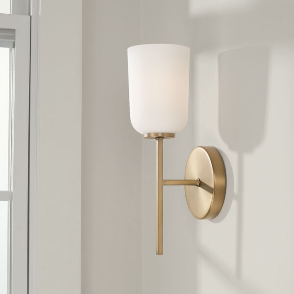 Lawson Aged Brass One-Light Sconce with Soft White Glass, image 3