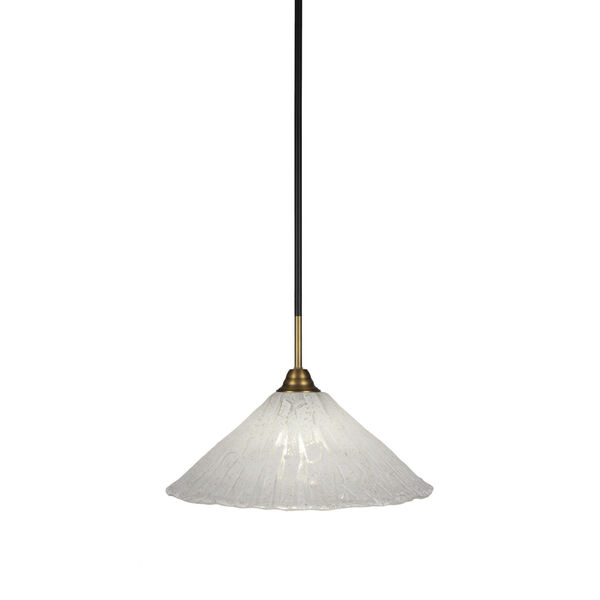 Paramount Matte Black and Brass 16-Inch One-Light Pendant with Italian Ice Shade, image 1
