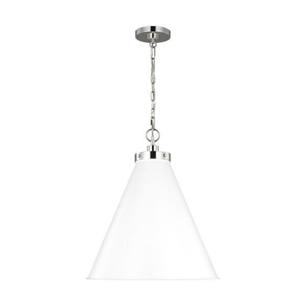 Wellfleet Matte White and Silver 20-Inch One-Light Pendant, image 1
