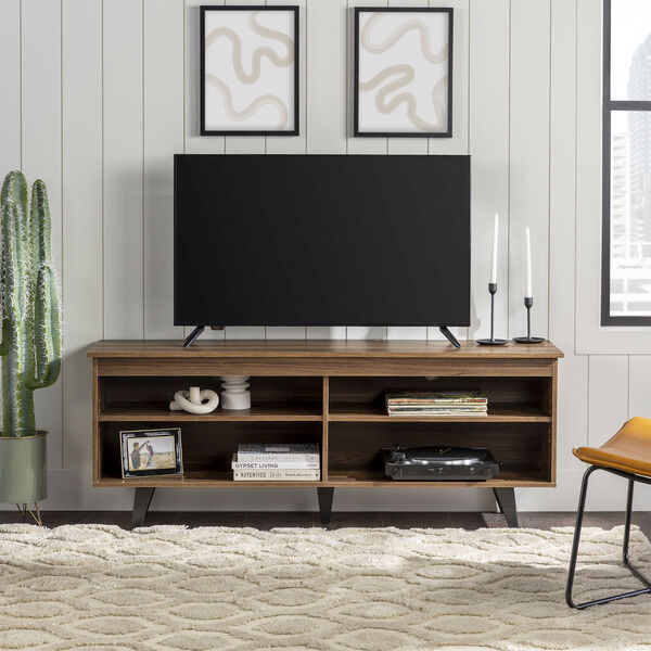Dark Walnut TV Stand with Four Shelves, image 4