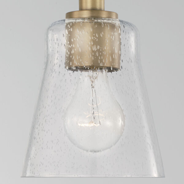 HomePlace Baker Aged Brass One-Light Mi Pendant with Clear Seeded Glass, image 2