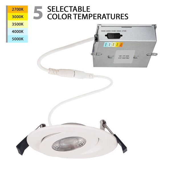 Lotos White Six-Inch LED Round Adjustable Recessed Light Kit, image 1