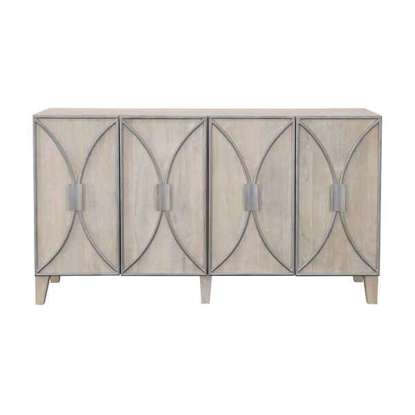 Natural Whitewash Credenza with Four Doors, image 2