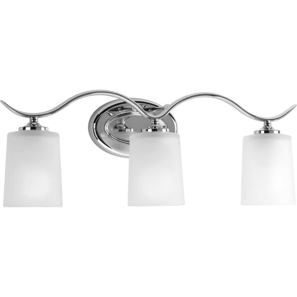 Inspire Polished Chrome Three-Light Bath Fixture with Etched Glass, image 3