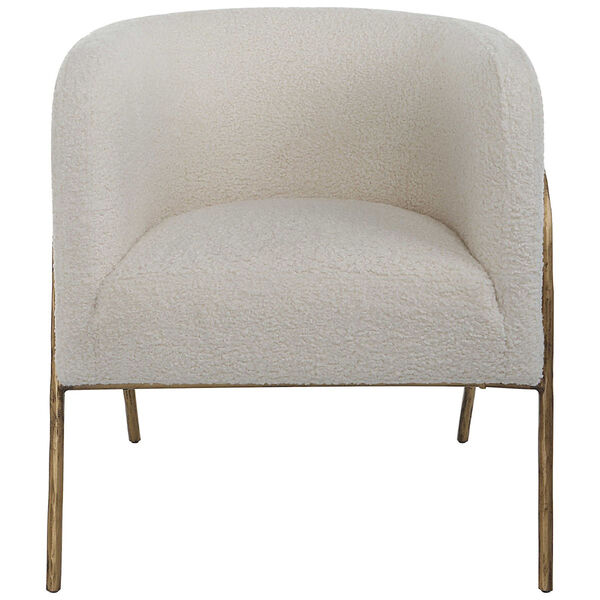 Jacobsen Off White and Gold Shearling Accent Chair, image 1
