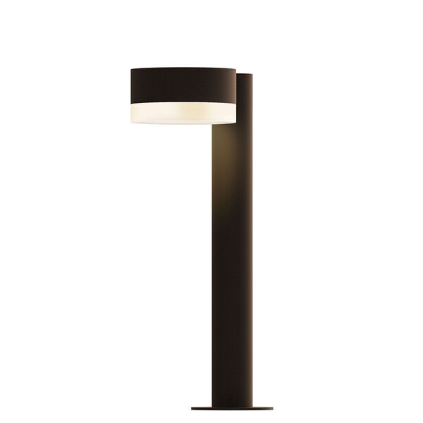 Inside-Out REALS Textured Bronze 16-Inch LED Bollard with Cylinder Lens and Plate Cap with Frosted White Lens, image 1