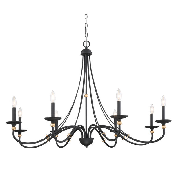 Westchester County Sand Coal And Skyline Gold Leaf Eight-Light Chandelier, image 1