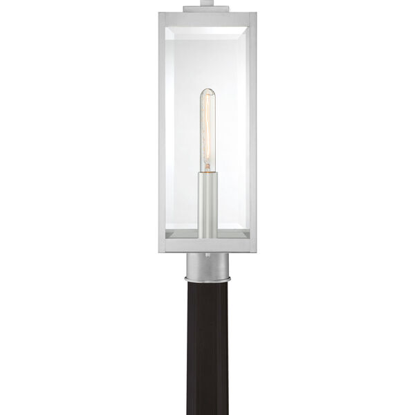 Westover Stainless Steel One-Light Outdoor Post Lantern with Transparent Beveled Glass, image 2