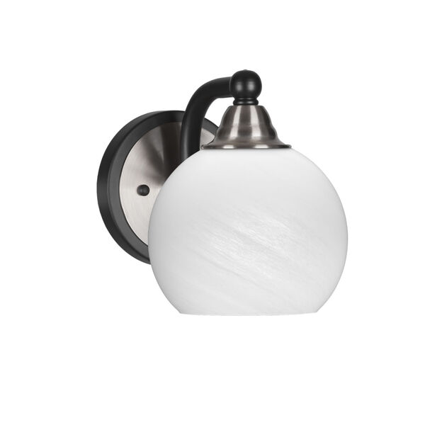 Paramount Matte Black and Brushed Nickel One-Light 7-Inch Wall Sconce with White Marble Glass, image 1