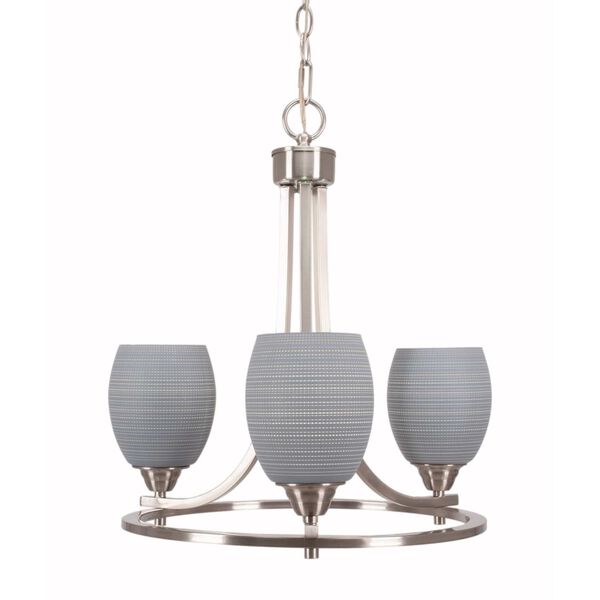 Paramount Brushed Nickel Three-Light Chandelier with Gray Dome Matrix Glass, image 1