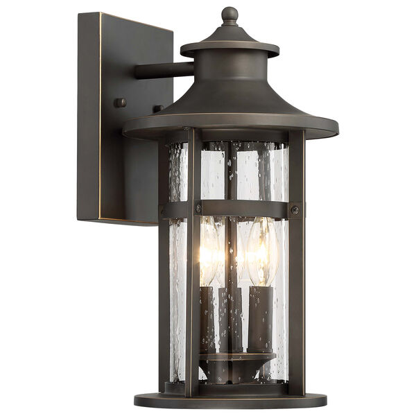 Highland Ridge Oil Rubbed Bronze 8-Inch Three-Light Outdoor Wall Lamp, image 1