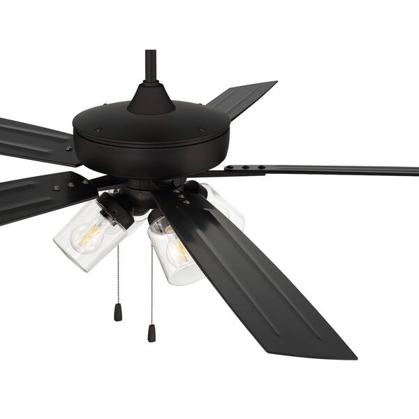 Super Pro Flat Black 60-Inch LED Ceiling Fan with Clear Glass, image 4
