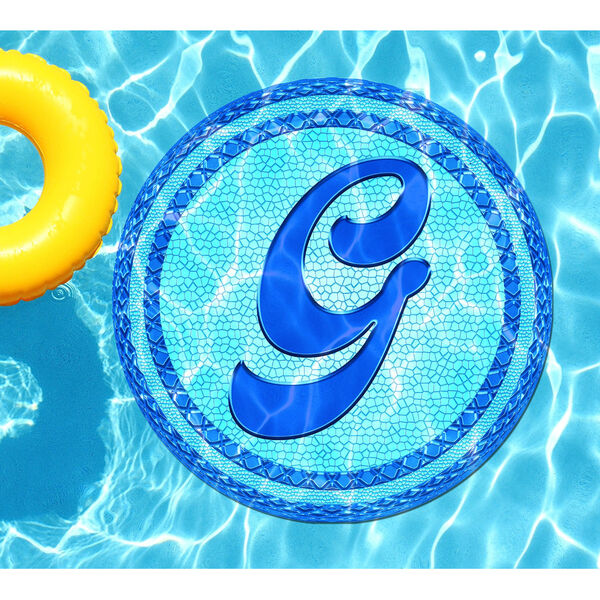 Blue 30-Inch Monogram Tiled Letter Underwater Pool Tattoo, image 1