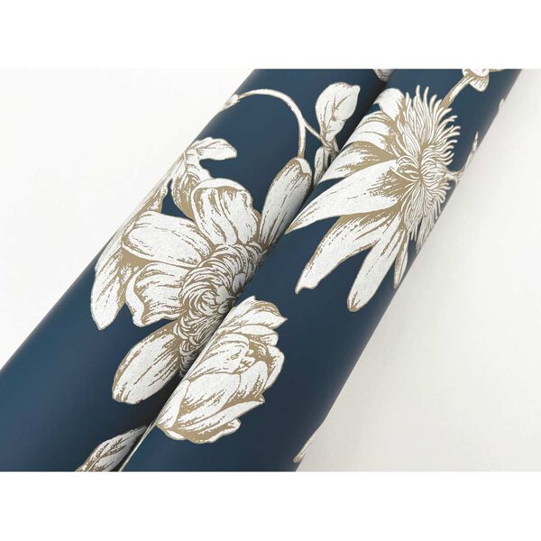 Passion Flower Toile Navy Wallpaper, image 5