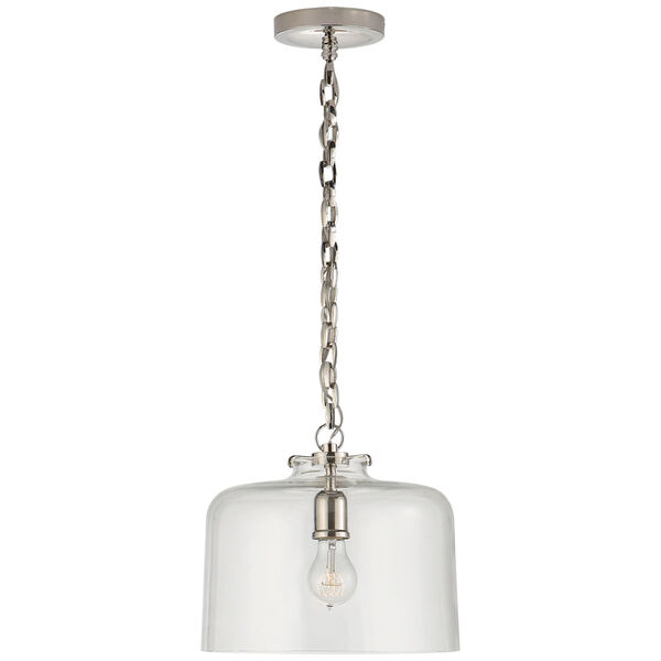 Katie Dome Pendant in Polished Nickel with Clear Glass by Thomas O'Brien, image 1