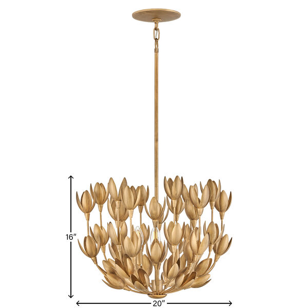 Flora Burnished Gold Three-Light Medium Pendant, image 5