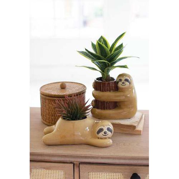 Ceramic Sloth Vases - One Each Design, Set of Two, image 1