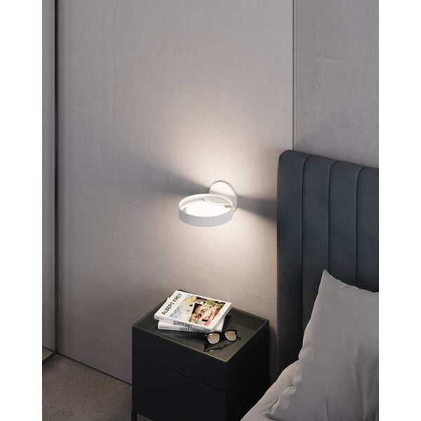 Light Guide Ring Satin White LED Wall Sconce with Satin White Interior Shade, image 4
