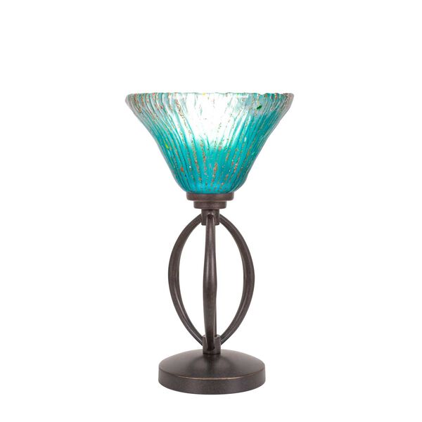 Marquise Dark Granite One-Light Table Lamp with Teal Crystal Glass, image 1