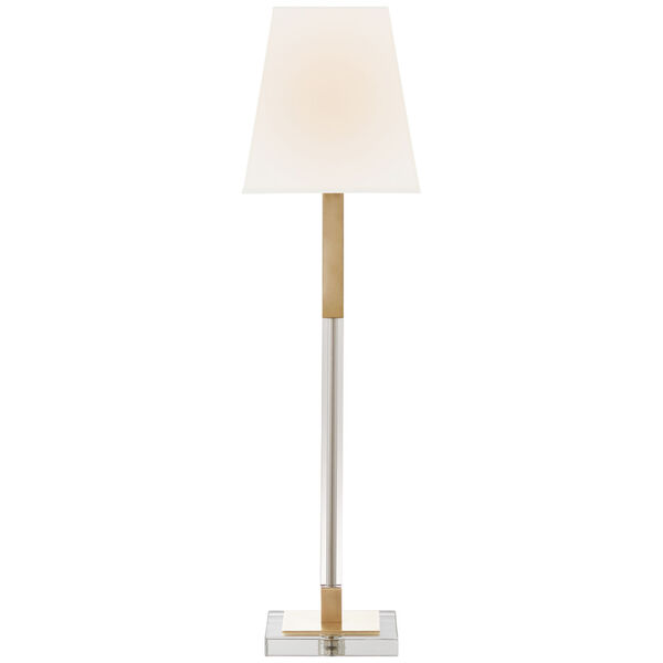 Reagan Buffet Lamp in Antique-Burnished Brass and Crystal with Linen Shade by Chapman  and  Myers, image 1