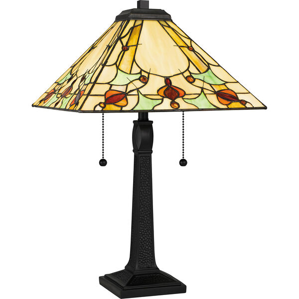 Westwind Matte Black Two-Light Tiffany Table Lamp, image 1