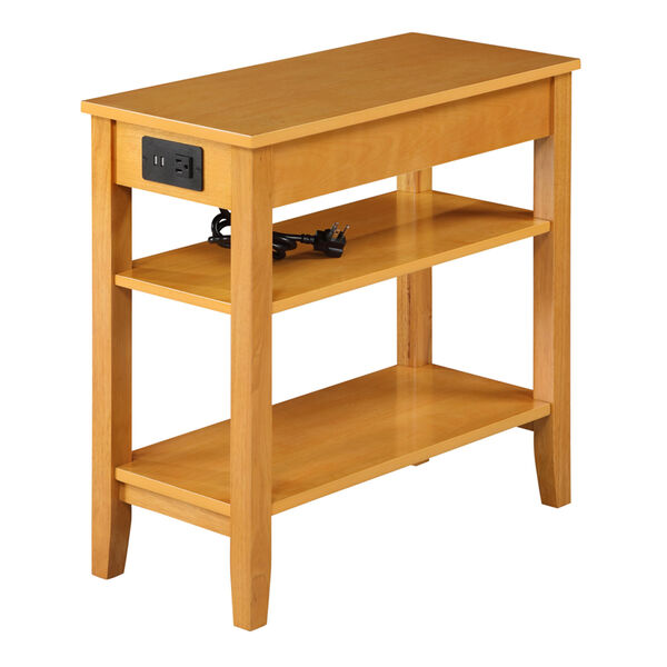 Beige American Heritage One Drawer Chairside End Table with Charging Station and Shelves, image 4