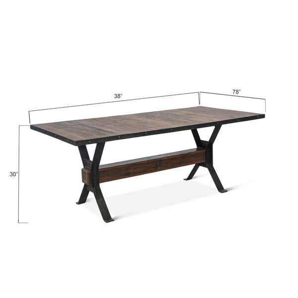 Paxton Weathered Walnut and Gray Zinc Dining Table, image 4