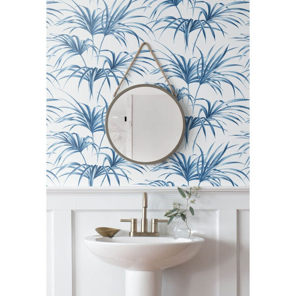 NextWall Blue Tropical Palm Leaf Peel and Stick Wallpaper, image 4
