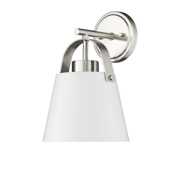 Z-Studio Matte White and Brushed Nickel One-Light Wall Sconce, image 5