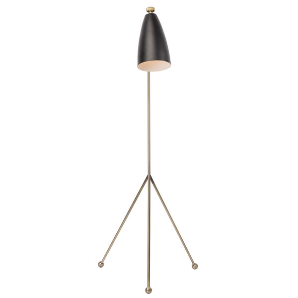 Lucille Black and Antique Brass One-Light Floor Lamp, image 2